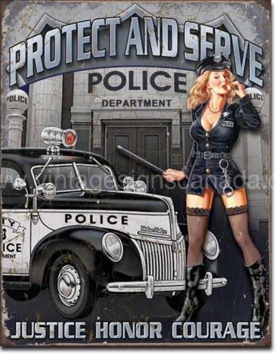Police Dept-Protect And Serve Tin Sign