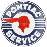 Pontiac Service 24’’ Round Tin Sign Tin Sign