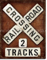 Railroad Crossing Tin Sign