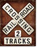 Railroad Crossing Tin Sign