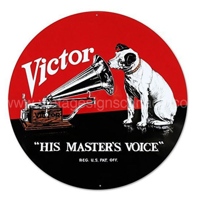 Rca Nipper Round Embossed Tin Sign