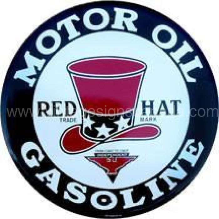 Red Hat Motor Oil 24 Round Tin Sign