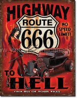 Route 666 Highway To Hell Tin Sign