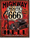 Route 666 Highway To Hell Tin Sign