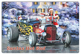 Santas Hot Rod Metal Sign By Artist Bob Kramer 12X18 Metal Sign