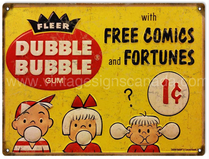 Vintage Dubble Bubble Gum Sign-9X12 Tin Sign
