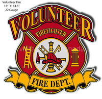 Volunteer Fire Dept Cut Out Man Cave Metal Sign-14.5X15 Metal Sign