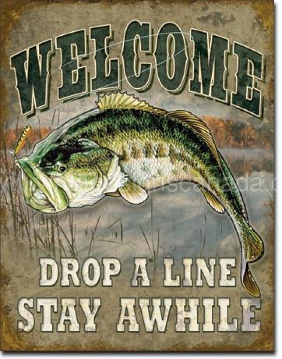 Welcome Bass Fishing Tin Sign