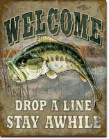 Welcome Bass Fishing Tin Sign