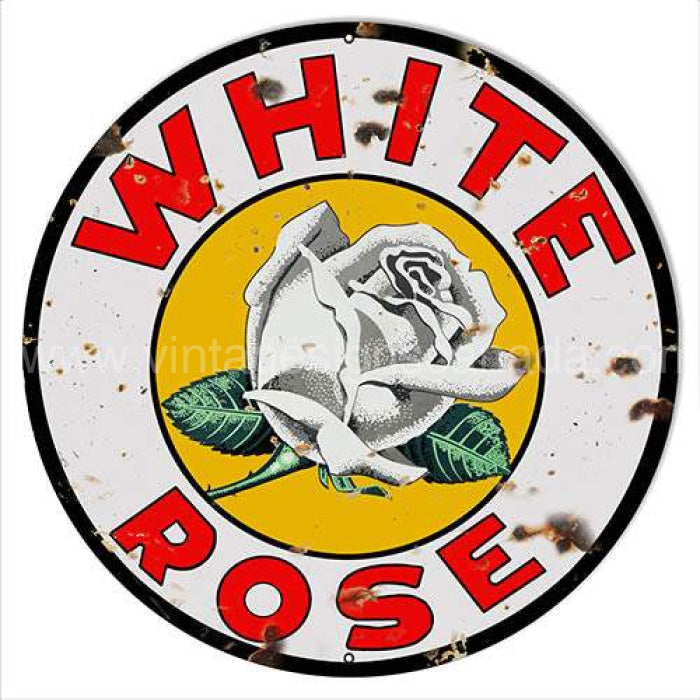 White Rose Motor Oil Metal Sign Tin