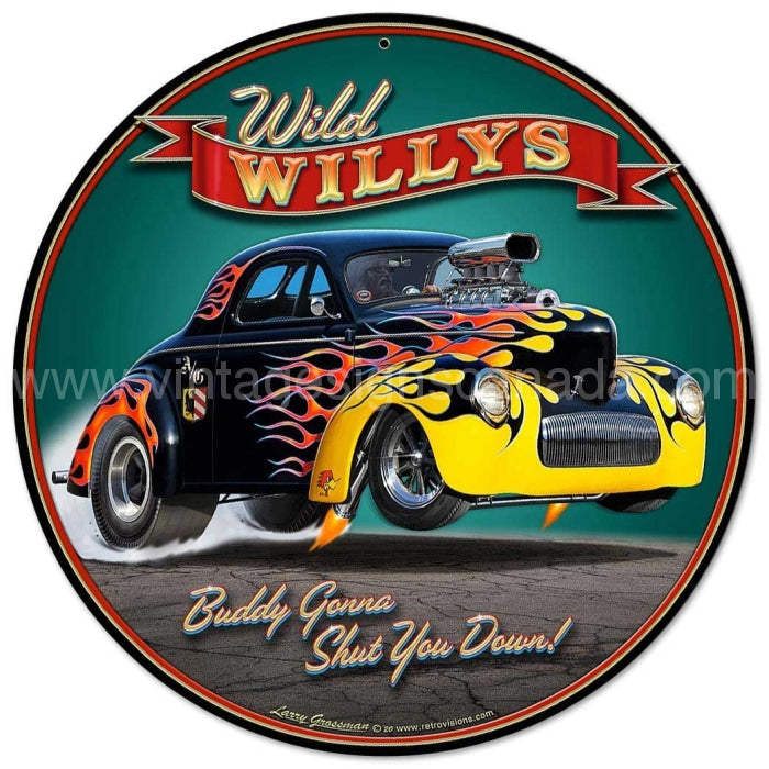 1940 Wild Willys Vintage Metal Sign-14X14 Metal Sign