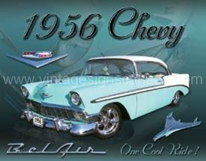 1956 Chevy Bel Air Tin Sign - Vintage Signs Canada