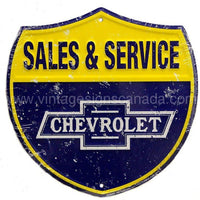 24 Die-Cut Chevy Sales And Service Tin Sign Tin Sign