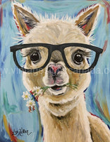 Alpaca Glasses Tin Sign-12X16.Made In The Usa. Sign