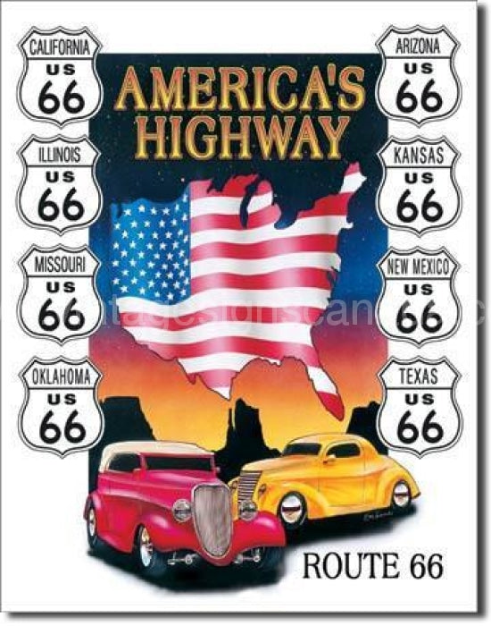 Americas Highway Tin Sign - Vintage Signs Canada