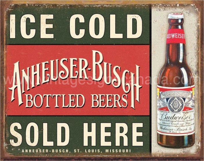 Anheuser Busch Ice Cold Tin Sign-16X12 Sign