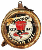 Approved Red Hat Motor Oil Can Cut Out Metal Sign 13.6X15.9