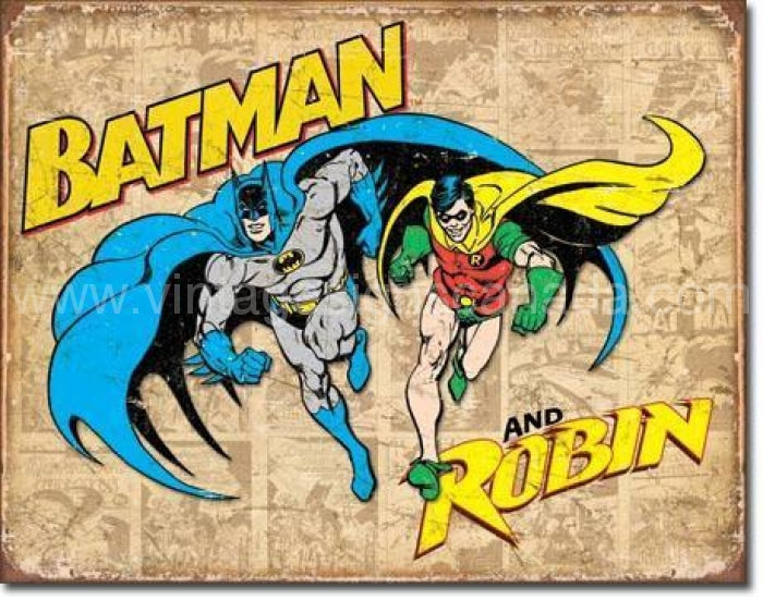 Batman & Robin Vintage Tin Sign-16x12