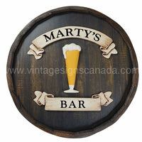 Beer Glass Personalized Quarter Barrel Sign