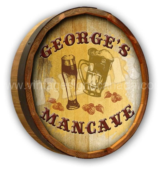 Beer Mancave Quarter Barrel Sign - Vintage Signs Canada