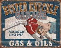 Busted Knuckle Gas And Oils Tin Sign - Vintage Signs Canada