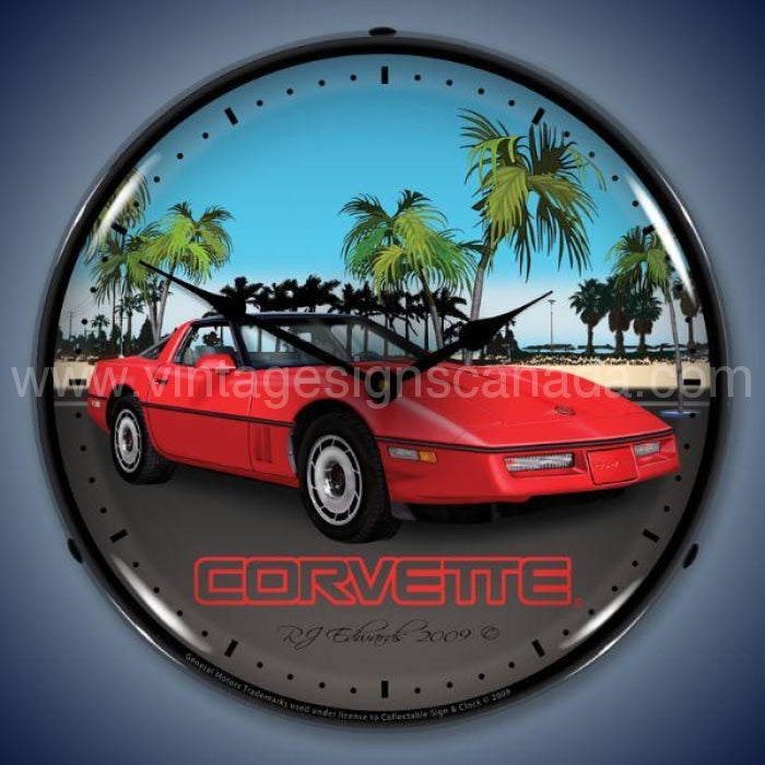 C4 Red Corvetteled Clock Led