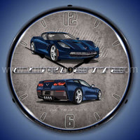 C7 Corvette Night Race Blue Led Clock