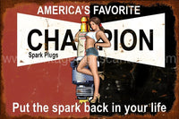 Champion Spark Plugs Metal Sign-18X12 Metal Sign