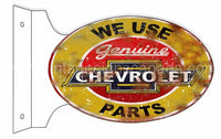 Chevrolet Parts Reproduction Gas Station Metal Flange Sign-18X12 Flange Sign