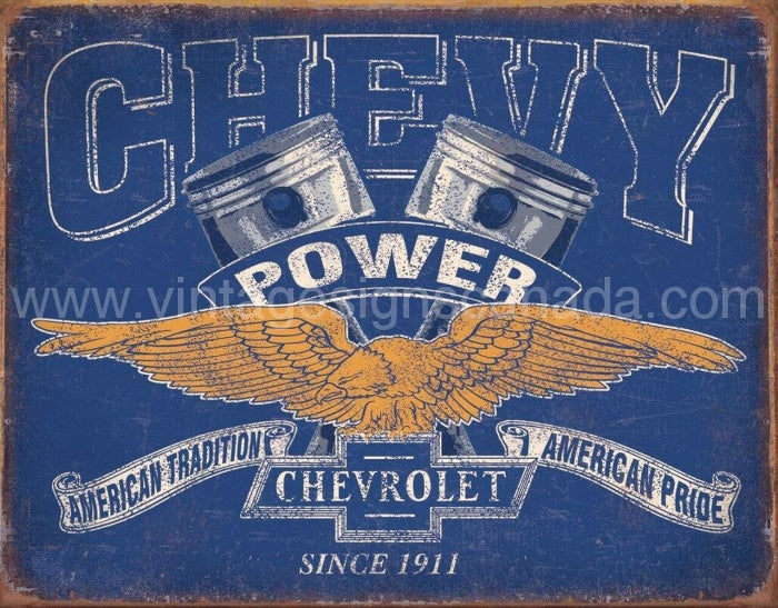 Chevy Power Restricted Tin Sign-16X12 Sign