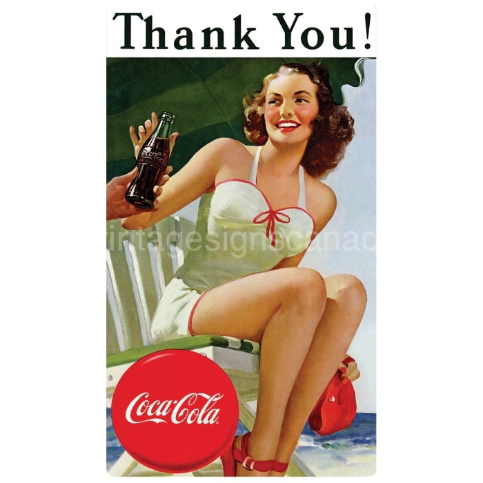 Coca Cola Thank You Beauty Embossed Tin Sign