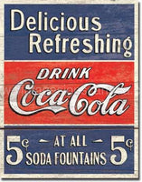 Coke 5 cents Tin Sign - Vintage Signs Canada