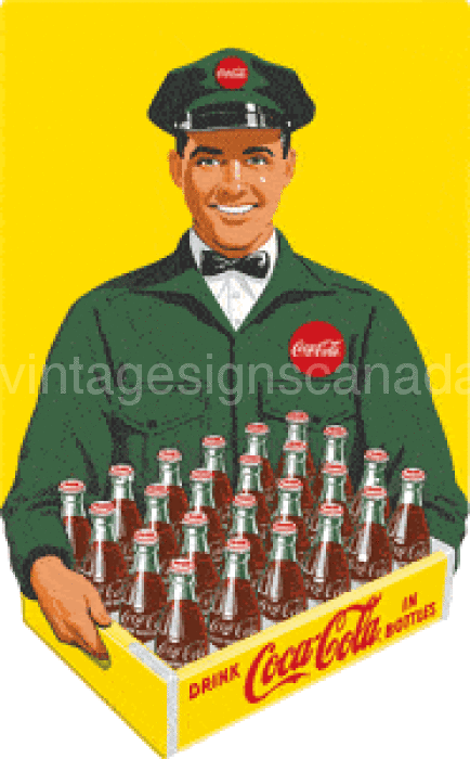 Tin Sign - Coke Delivery Man Embossed Tin Sign
