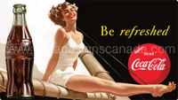 Coke Refreshed Beauty Emb Tin Sign - Vintage Signs Canada