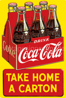 Tin Sign - Coke Take Home A Ctn. Embossed Tin Sign