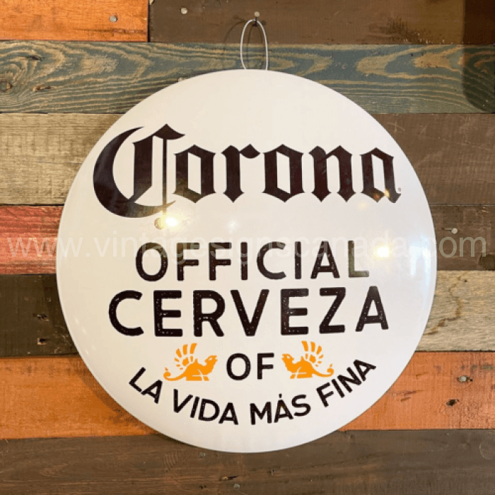 Corona Official Cerveza 15 Dome Metal Sign Tin