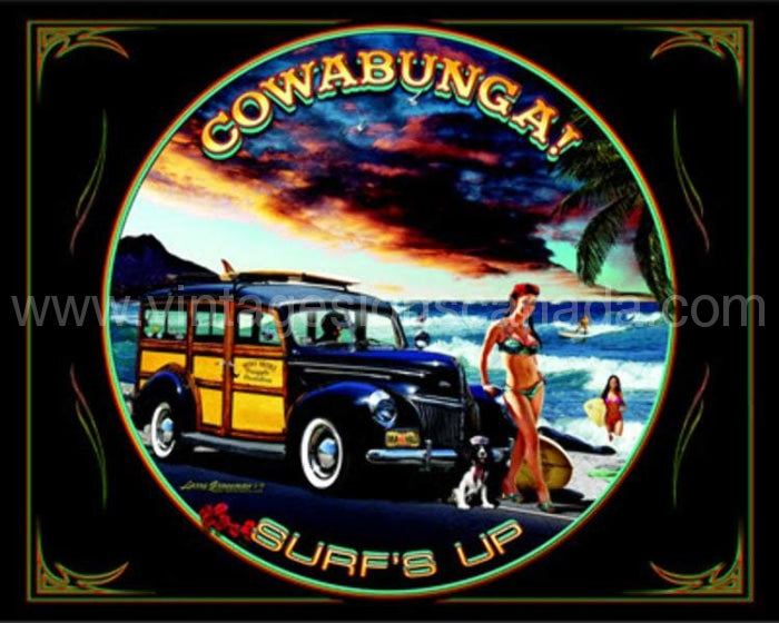Cowabunga! Surfs Up Tin Sign