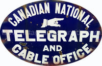 Distressed Canadian Telegraph Cable Office Nostalgic Metal Sign 9×14 Oval Metal Sign