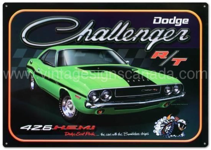 Dodge Challenger Embossed Tin Sogn Sign