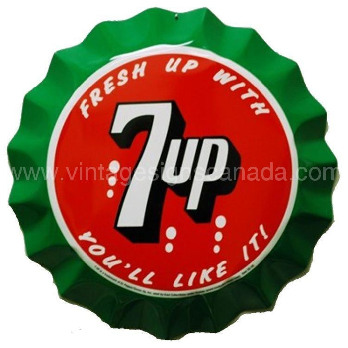 7 Up Bottle Cap Tin Sign - Vintage Signs Canada