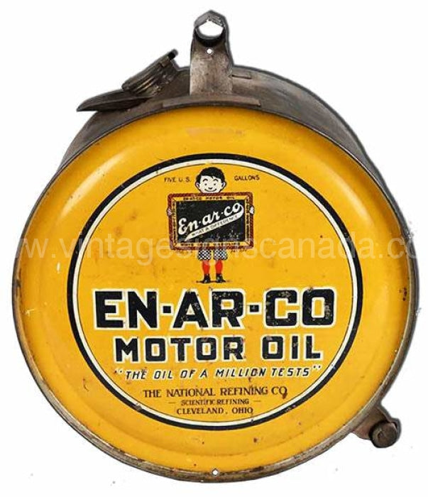 En-Ar-Co Motor Oil Metal Cut Out Can Sign 14.5X14.5
