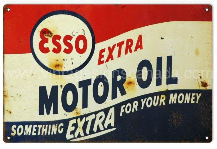 Esso Motor Oil Gas Station Sign Tin