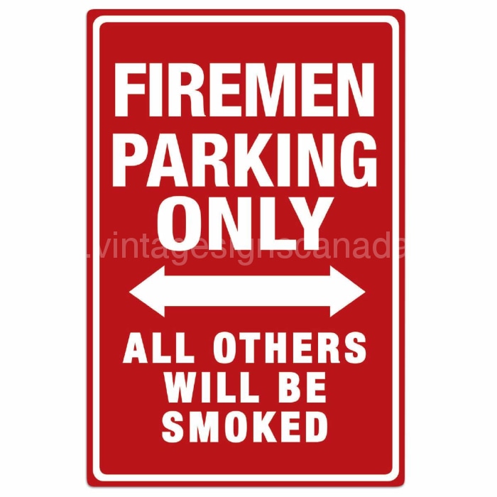 Firemen Parking Only Embossed Tin Sign