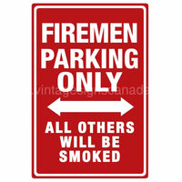 Firemen Parking Only Embossed Tin Sign