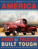 Ford Trucks Built Tough Tin Sign - Vintage Signs Canada