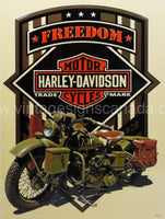Freedom Green Military Harley-Davidson Motorcycle Metal Sign