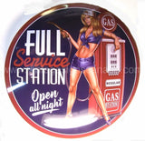 Full Service Pinup Girl 15 Dome Metal Sign Tin