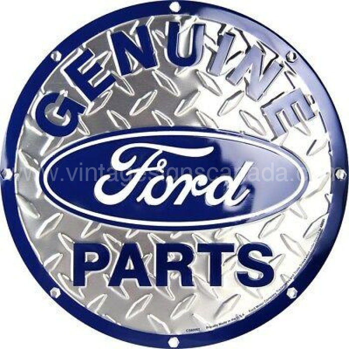 Genuine Ford Diamond Plate 24 Round Tin Sign