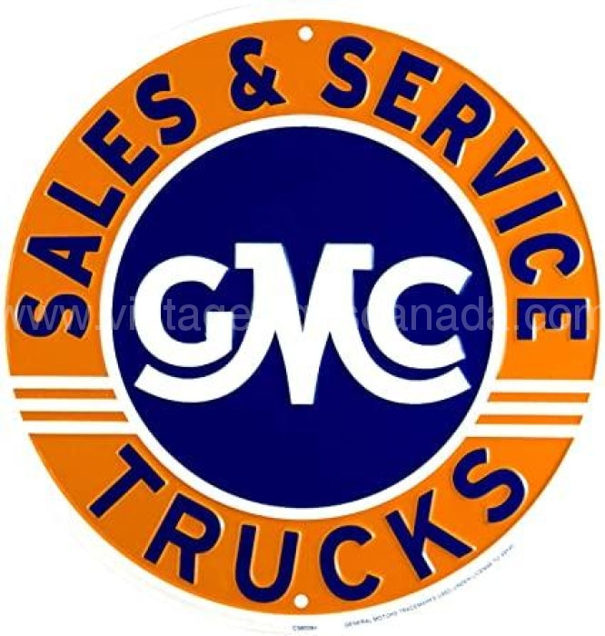 Gmc Sales And Service 24 Round Tin Sign