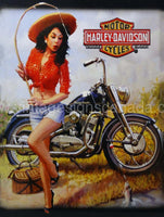 Gone Fishing Pin-Up Harley Davidson Metal Sign